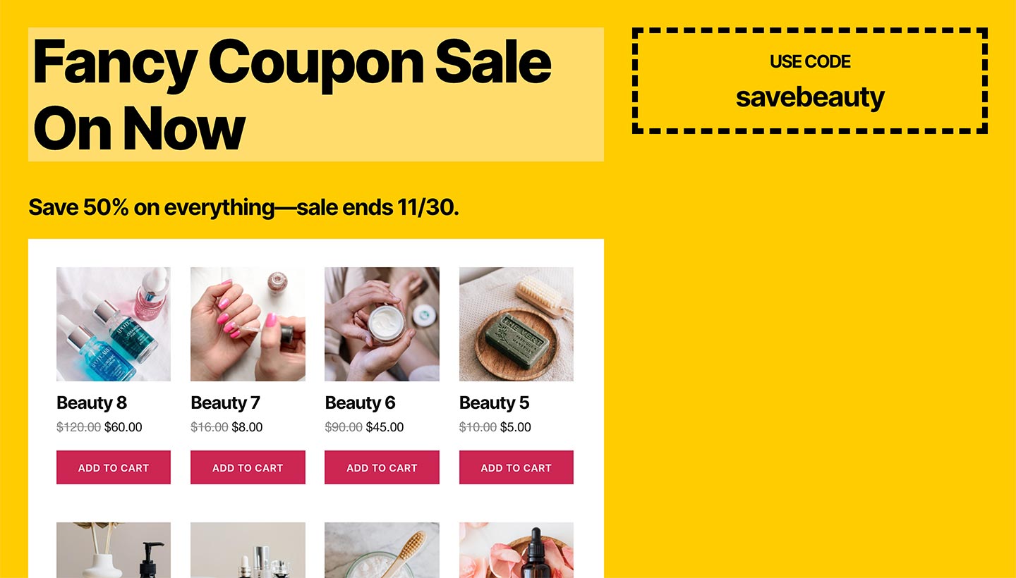 Screenshot of the Fancy Coupon Landing Page for WooCommerce