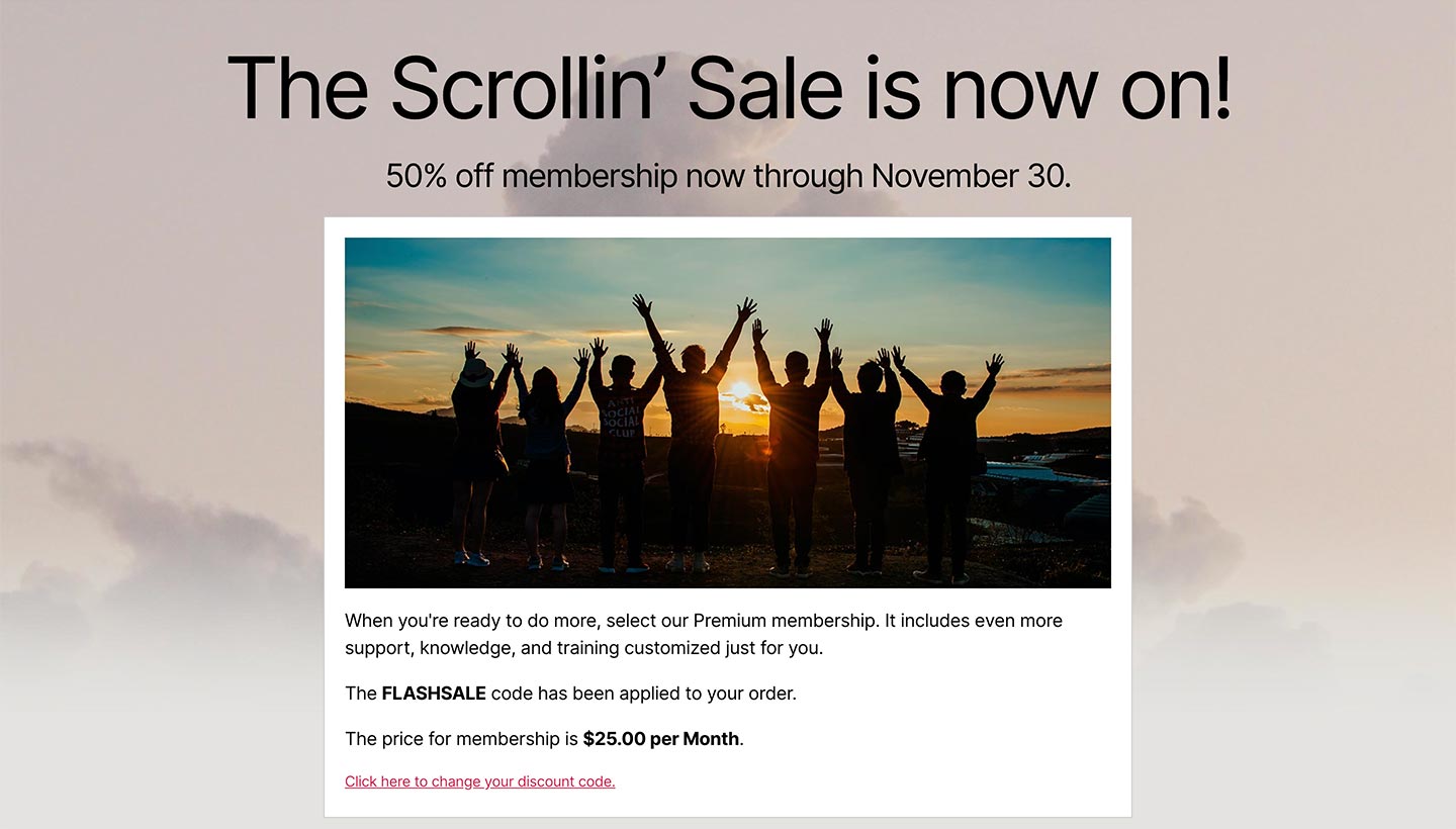 Screenshot of the Scroll Template for Paid Memberships Pro