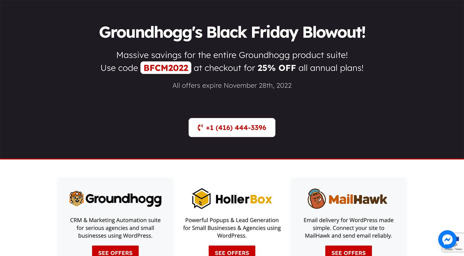Groundhogg Black Friday Sale Landing Page