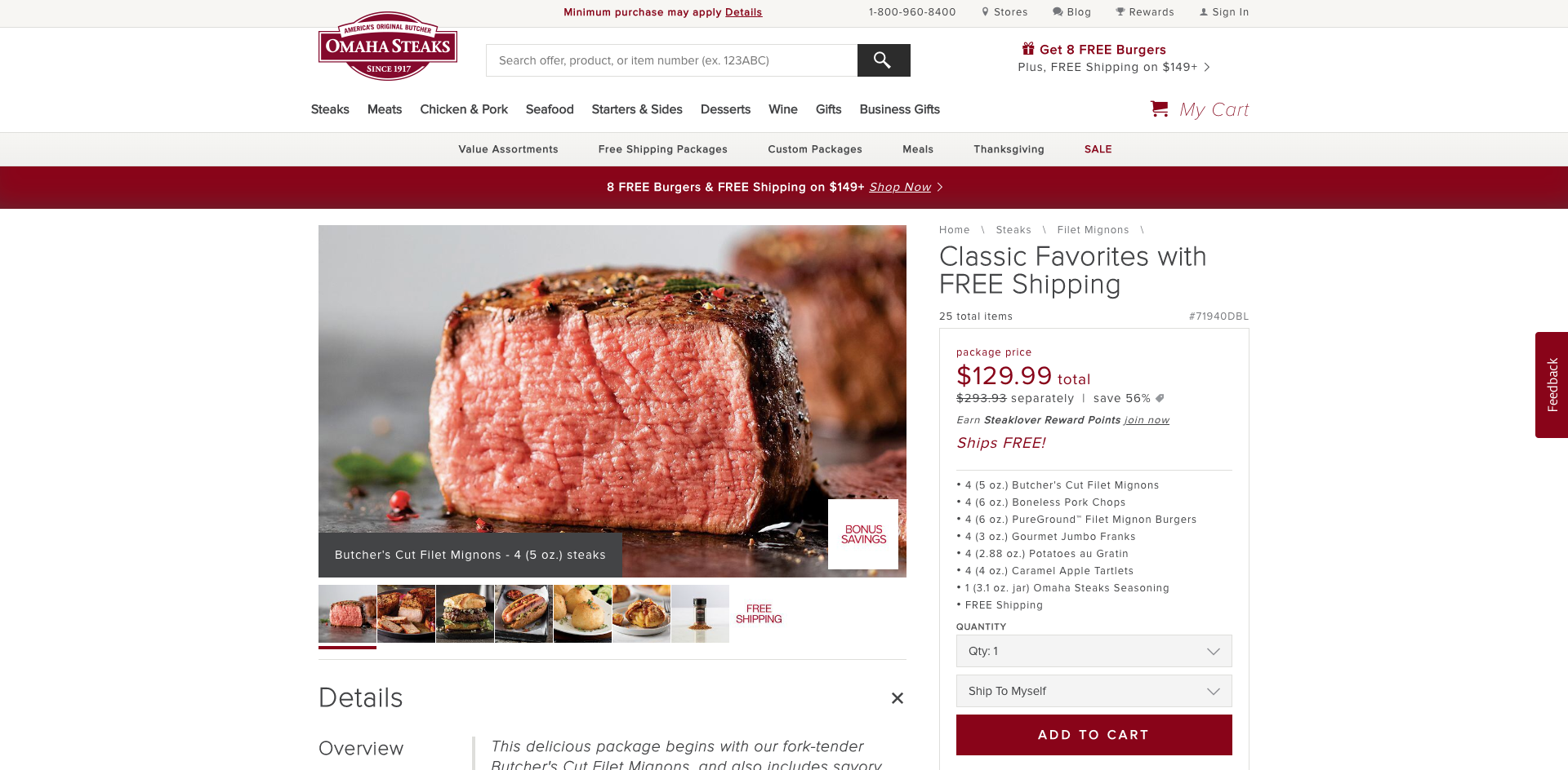 Ohama Steaks Single Product Page