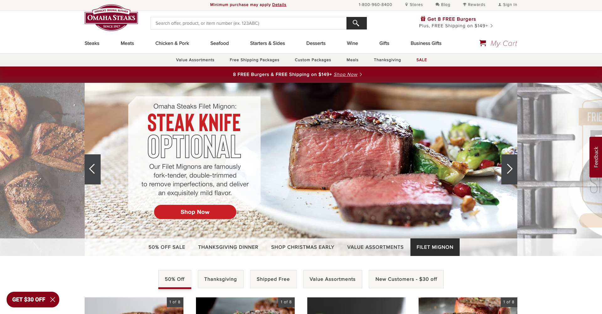 Omaha Steaks Homepage
