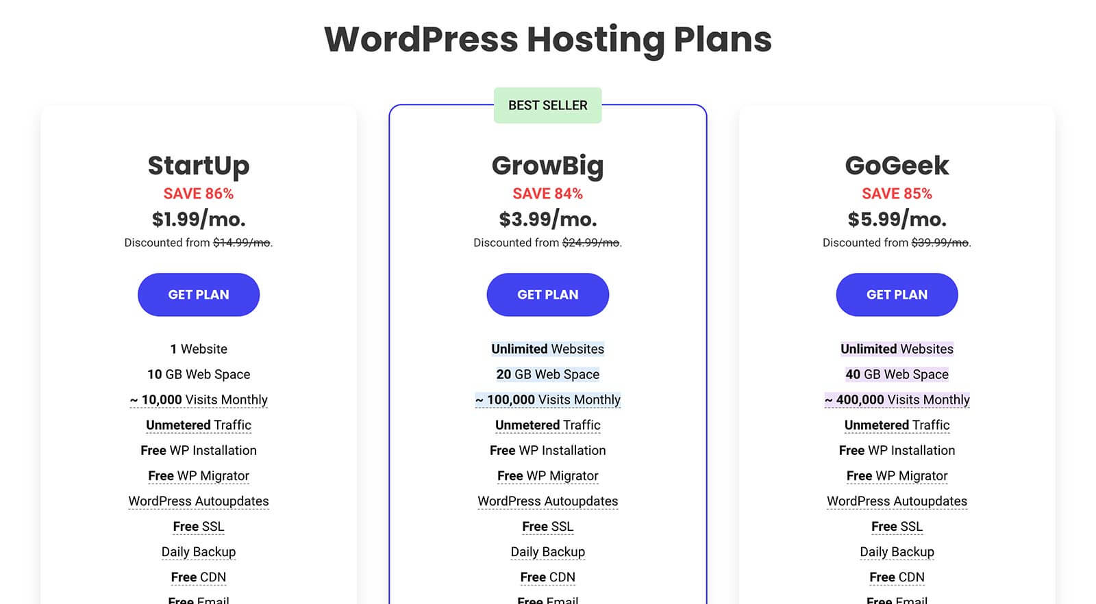 SiteGround Pricing Page