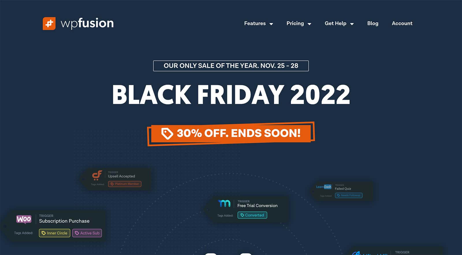 WP Fusion Black Friday Sale Landing Page