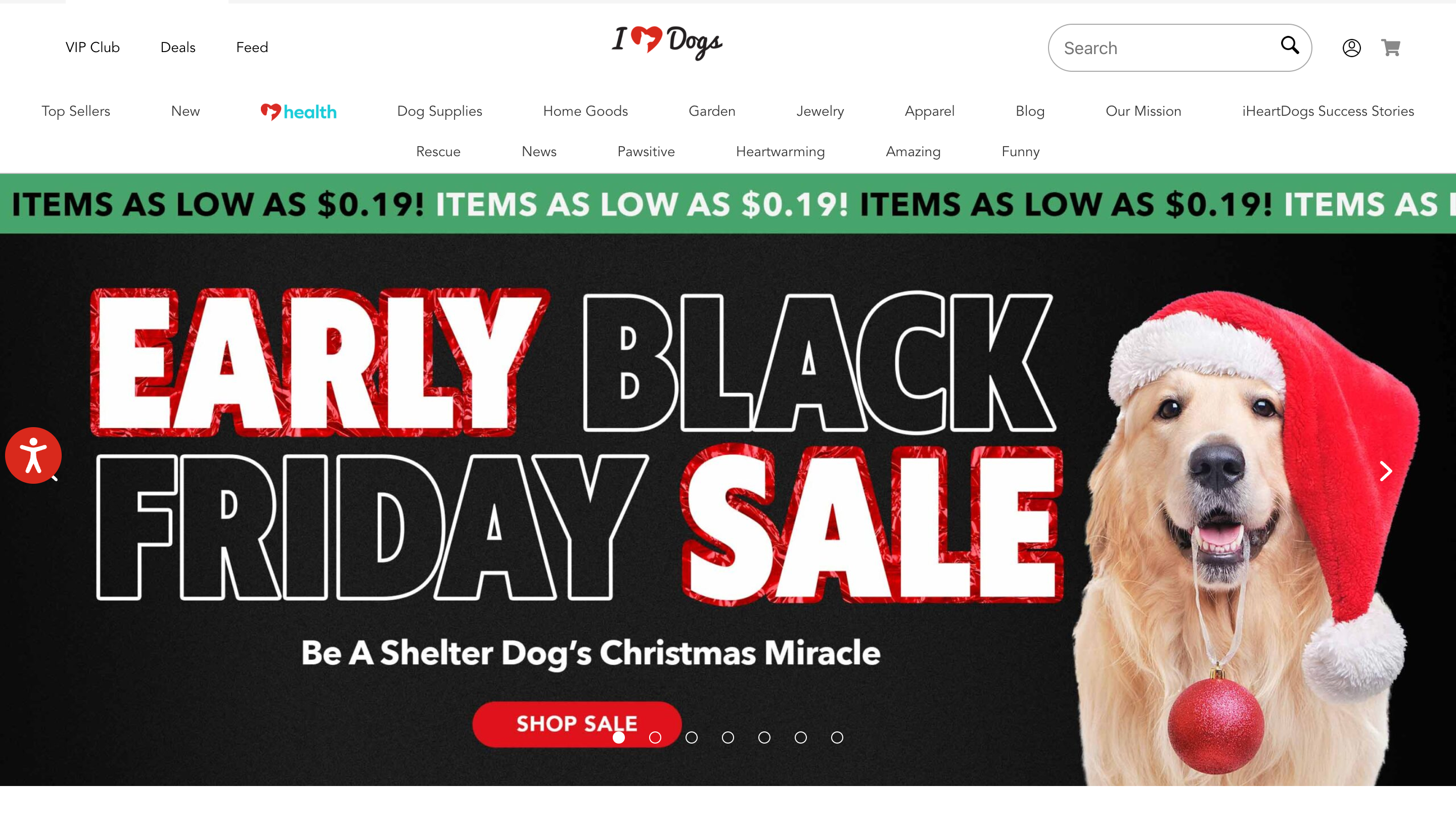 iHeartDogs Homepage with Sale Banner