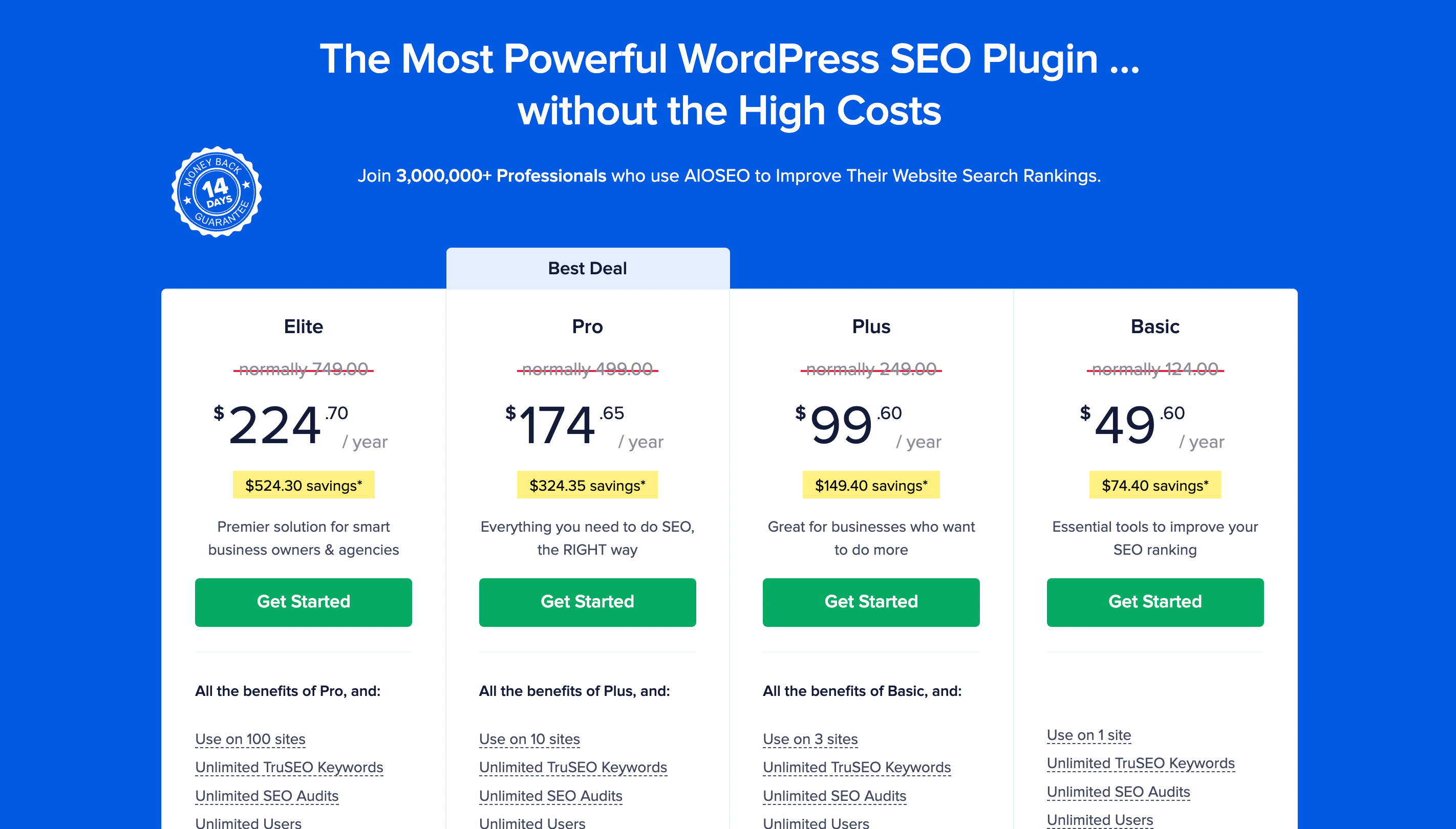 AIOSEO Pricing Page