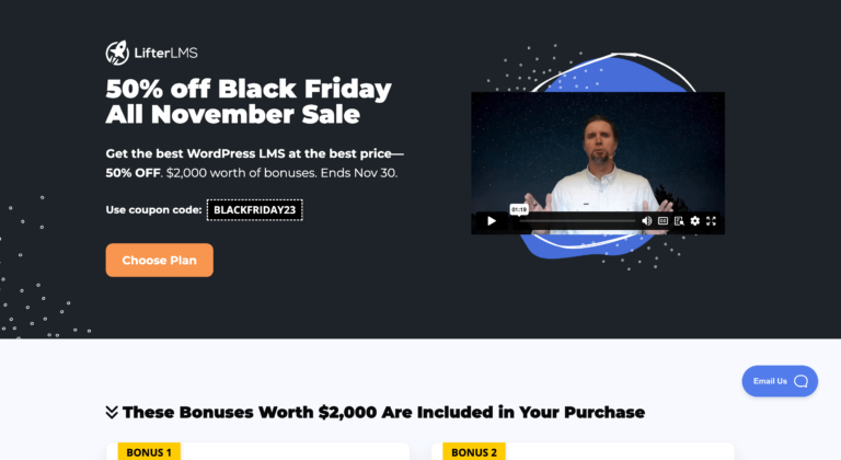 LifterLMS Black Friday Sale Landing Page