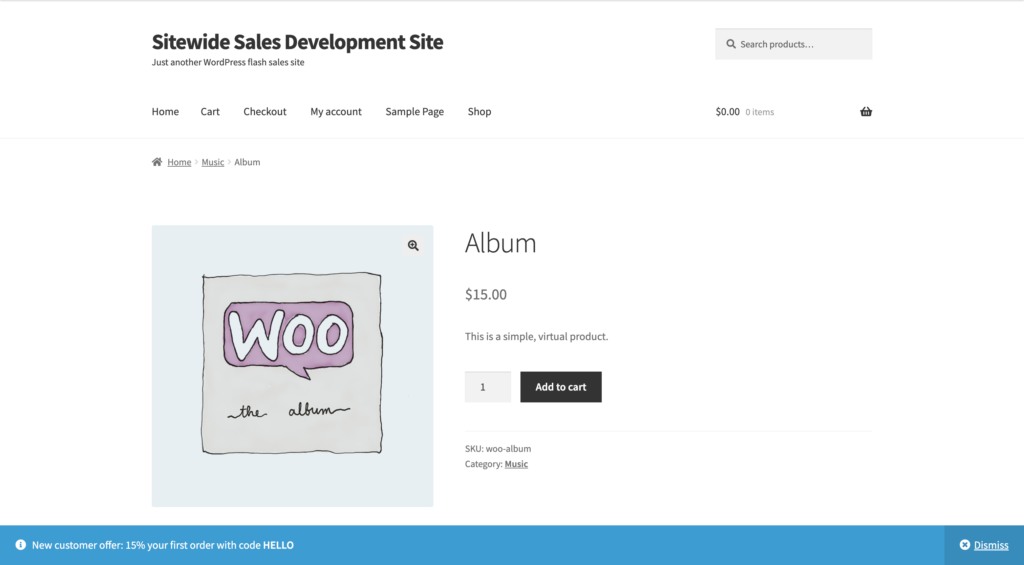WooCommerce Demo Site Screenshot For Visitor (Store Notice Visible)