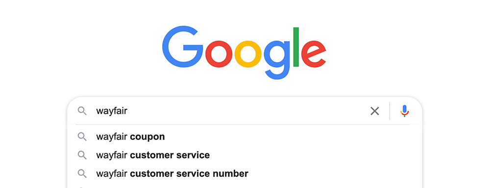 Example Google autocomplete search for a brand name