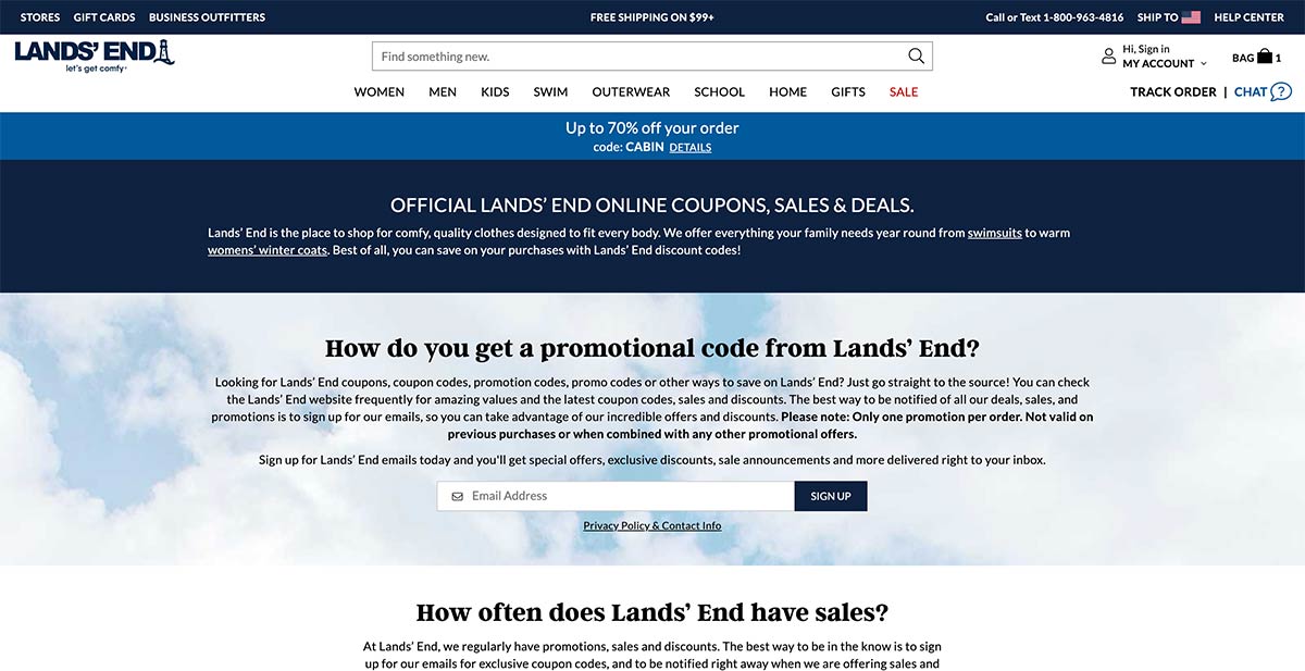 Lands End Coupons Page