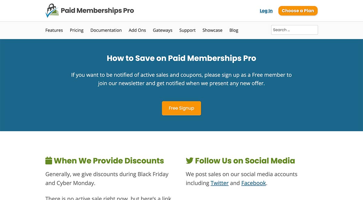 Paid Memberships Pro Coupons Page