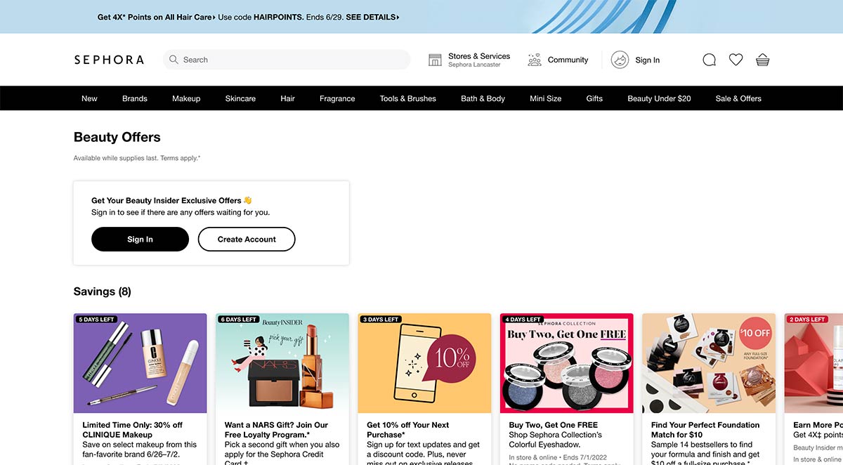 Sephora Coupons Page